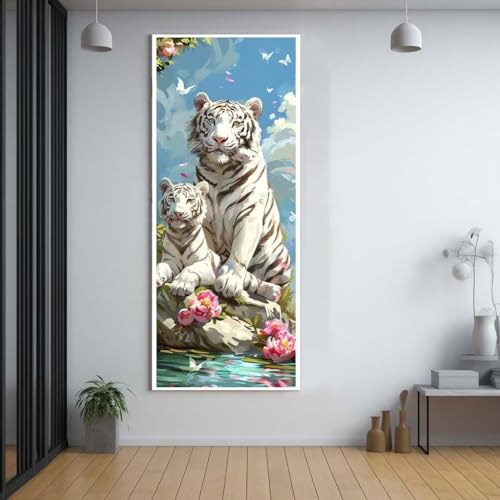 FCNUEBVGL Diamond Painting Tiere Tiger 90x180cm，5D Daiments Painting Erwachsene mit Diamond Painting Zubehör，Groß Diamont Painting bilder Set Full Round Drill Geschenk für mädchen Home Wall Décor D41 von FCNUEBVGL