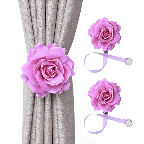 FCSHFC Magnetisch Vorhang Raffhalter, Rose Dekorativ Raffhalter for Gardinen Moderner Stil Draussen Und Innen Gardinenhalter (Color : Purple) von FCSHFC