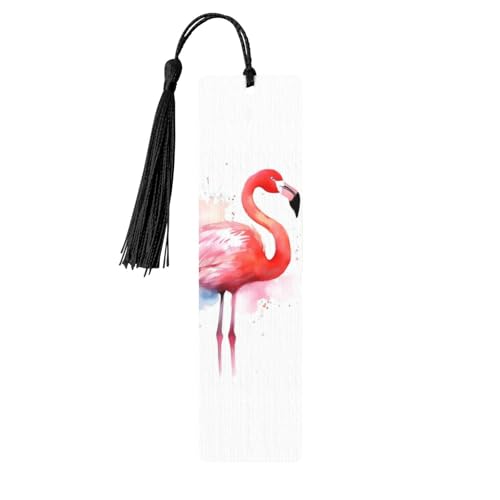 Aquarell-Lesezeichen mit Flamingo, Holz-Lesezeichen für Buchliebhaber, handgefertigtes Holz-Lesezeichen mit Quaste, Lesezeichen, Ornament, Geschenkanhänger, Etiketten für Basteldekorationen von FCTVASDM