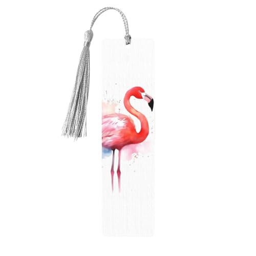 Aquarell-Lesezeichen mit Flamingo, Holz-Lesezeichen für Buchliebhaber, handgefertigtes Holz-Lesezeichen mit Quaste, Lesezeichen, Ornament, Geschenkanhänger, Etiketten für Basteldekorationen von FCTVASDM