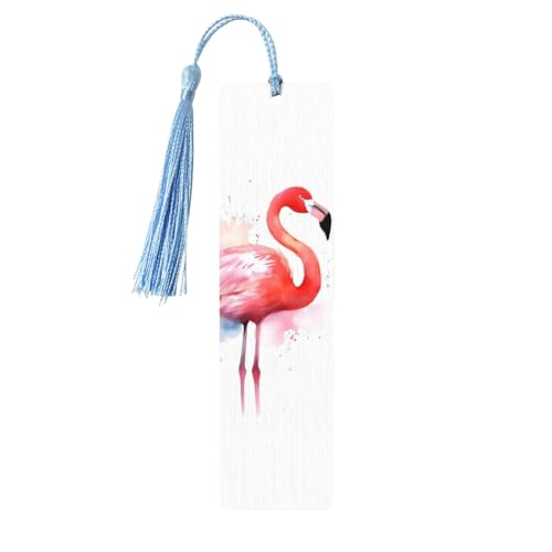 Aquarell-Lesezeichen mit Flamingo, Holz-Lesezeichen für Buchliebhaber, handgefertigtes Holz-Lesezeichen mit Quaste, Lesezeichen, Ornament, Geschenkanhänger, Etiketten für Basteldekorationen von FCTVASDM