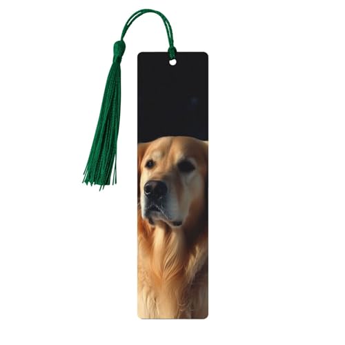 Golden Retriever Lesezeichen, Holz-Lesezeichen für Buchliebhaber, handgefertigtes Holz-Lesezeichen mit Quaste, Lesezeichen, Ornament, Geschenkanhänger, Etiketten für Basteldekorationen von FCTVASDM