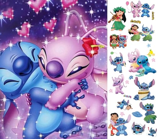 FCXQG Stitch Diamond Painting 5D Diamant Painting Diamond Painting Set Diamond Painting Bilder Diamond Painting Anime Perlenbild Diamond Painting Stitch Diamant Bilder(30*40CM)Mit 1 Tattoo-Aufkleber von FCXQG