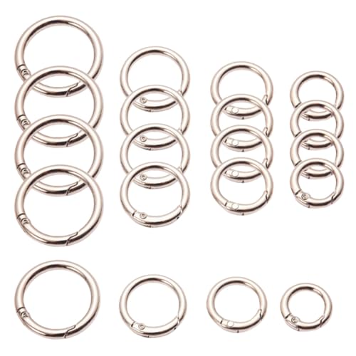 FDCGAS Karabiner Rund - 20 stück Karabinerhaken Rund,Runder Karabiner Silber, Karabiner Ring, Rundkarabiner für Tasche Schmuck Schlüsselanhänger Schlüsselring Hundeleine DIY Handwerk Machen von FDCGAS