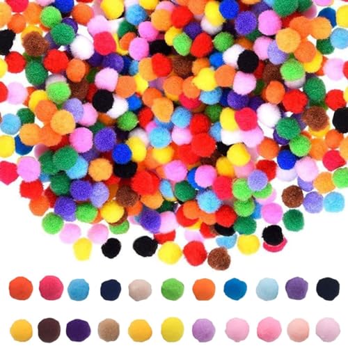 FDCGAS Pompons - 1200pcs Pompons zum Basteln, Bunte Filzkugeln Packung, Bälle Flauschigen, Bunt Mini Pompons für Handwerk Herstellung, Hobby Bedarf und DIY Kreativen Dekorationen (10 mm,Mehrfarbig) von FDCGAS