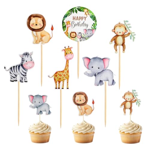 FDCGAS Waldtiere Geburtstag deko - 30 pcs Wald Tier Party kuchendeckel Woodland Cupcake Topper Dessert Picks für babyparty Kinder Geburtstag von FDCGAS