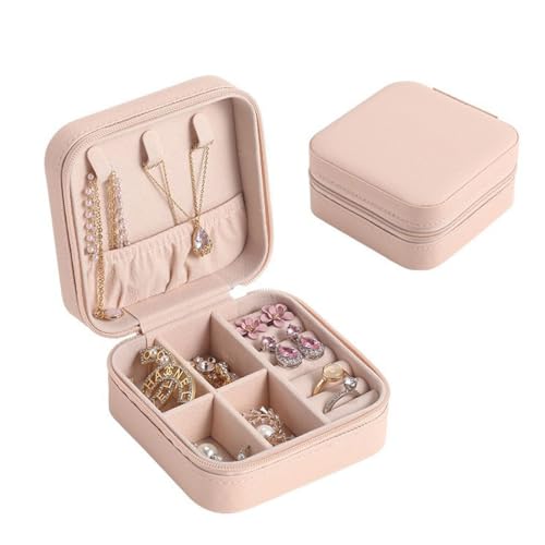 FDCGAS schmuckkästchen Damen - 1 pcs Schmuckkästchen Klein Reise für Damen Mädchen,Reiseschmuckaufbewahrung,Schmuckschatulle,Schmuck-Organizer,Schmuckbox,Jewelry Box, Schmuckaufbewahrung,Rosa von FDCGAS