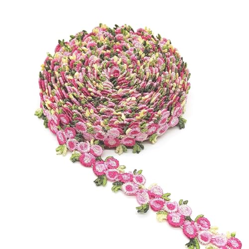 FDCGAS spitzenband - 5 Yard Florale Spitzenborte Blumen Spitzenband Rosenstickerei Spitzenborte Stickerei Dekoband Zierband Bänder Blumenband Borten Und Bänder Zum Nähen,Für Verzierungen,Kleidung von FDCGAS