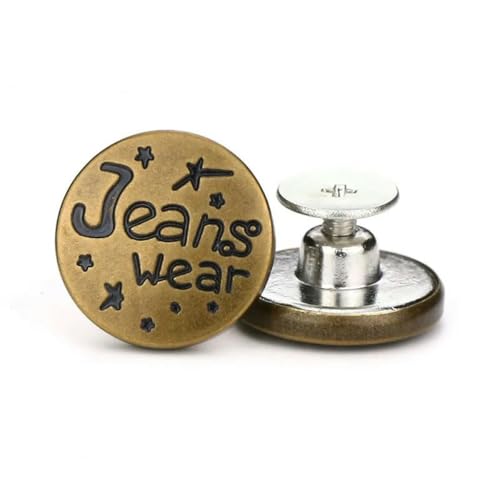 6-teiliges Ersatzset für Jeansknöpfe, 17 mm, kein Nähen, Reparaturset für Metallknöpfe, Nagellose, abnehmbare Jeansknöpfe, Ersatz-Kombi, 7-6-teilig, 17 mm von FDDTDSE