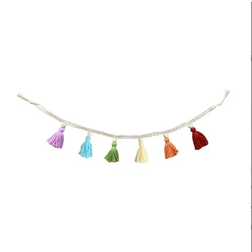 2 Stück Quasten Girlande, Boho Quaste, Pastell Quaste Garland, Gewebte Quasten Girlande, Für Wohnheim,Wohnzimmer, Schlafzimmer, Party, Drinnen Und Draußen, Party, Hängedekoration (Regenbogenfarbe) von FDDU