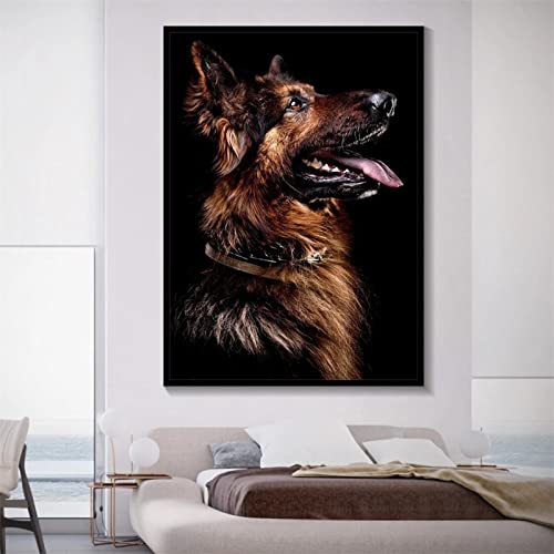 DIY 5D Diamond Painting Bilder Set für Erwachsene Kinder, Schwarz Weiß Deutscher Schäferhund 30x40cm Groß Diamant Malerei Stickerei Voll Strass Kreuz Stich Mosaik Gemälde Wanddekor Kunsthandwerk von FDGDFG