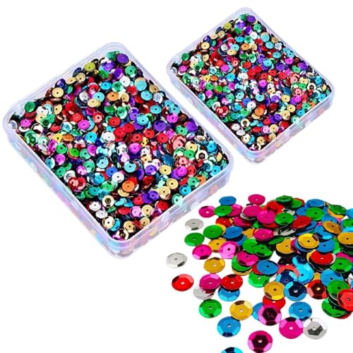 FDGGT 120 G Bunte Pailletten, Lose Nähpailletten, DIY-Bastel-Nähpailletten, 6 Mm Runde Pailletten, Paillettendekoration von FDGGT