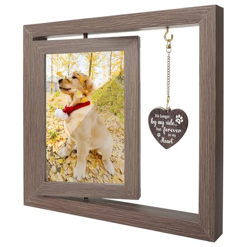 FDHBDF Doppelseitige Holz Bilderrahmen Drehbarer Bilderrahmen 10x15 cm – Doppelseitige Drehbarer Fotorahmen mit Herzanhänger, Ideal für Hochzeiten, Büro-Deko, und Zuhause von FDHBDF