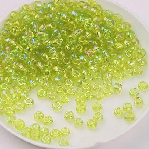 1,5–4 mm Glasreisperlen, Farbe transparent, Imitationsfarbe, Streuperlen, DIY-Perlenquasten-Zubehör - Peridot AB17-3 mm, 600 Stück von FDIMALTOR