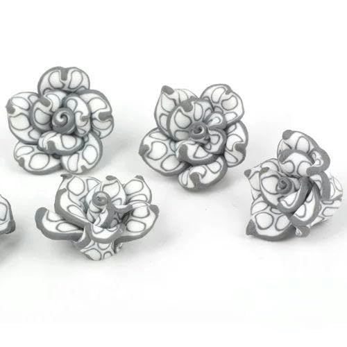 10 Stück/Los 20 mm weiche Keramikperlen, gemischter Kreis aus Polymer Clay mit 5 Blättern, Blumen-Abstandshalter, lose Perlen zum Basteln von Schmuck, 20 mm, 10 Stück, 005 von FDIMALTOR