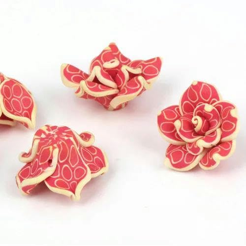 10 Stück/Los 20 mm weiche Keramikperlen, gemischter Kreis aus Polymer Clay mit 5 Blättern, Blumen-Abstandshalter, lose Perlen zum Selbermachen von Schmuck, 20 mm, 10 Stück, 011 von FDIMALTOR