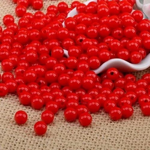 10 mm Acryl, einfarbig, runde Perle, grau, blau, rot, Beutel, Perlen, 500 g, Rot, 8 mm von FDIMALTOR