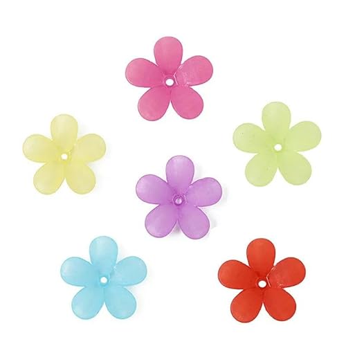 20 Stück Blume Acryl Blütenblatt Perforierte Basis Verbinder Perlenkappe Charms DIY Haarnadel Armband Schmuckherstellung Zubehör-Zufällige Mischung von FDIMALTOR