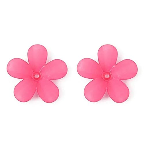 20 Stück Blumen-Acryl-Blütenblatt, perforierte Basis, Verbindungsstück, Perlenkappe, Charms, DIY-Haarnadel, Armband, Schmuckherstellung, Zubehör, Rosarot von FDIMALTOR