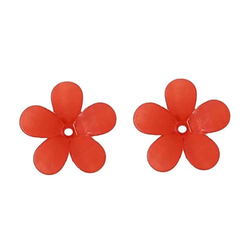 20 Stück Blumen-Acryl-Blütenblatt, perforierte Basis, Verbindungsstück, Perlenkappe, Charms, DIY-Haarnadel, Armband, Schmuckherstellung, Zubehör, rot von FDIMALTOR