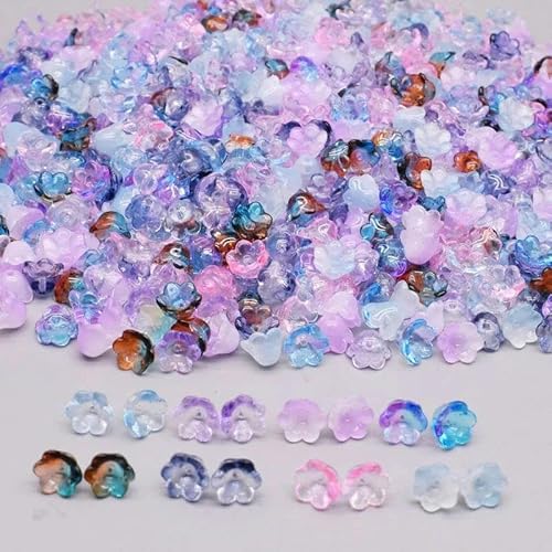 30/60/100 Stück bunte Trompetenblumen-Lampwork-Perlen, tschechische Kristallglasperlen für DIY-Armbänder und Halsketten, 30–12 x 8 mm, 100 Stück von FDIMALTOR