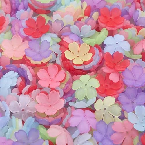 50–200 Stück/Los 15 MM Blume Bunte Acryl-Abstandshalterperle zur Schmuckherstellung, Haarnadel, Ohrringe, DIY, Kleidung, Nähen-gemischte Farbe-15 MM-200 Stück von FDIMALTOR