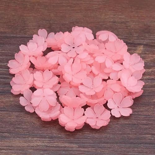 50–200 Stück/Los 15 mm Blume, bunte Acryl-Abstandsperle zur Schmuckherstellung, Haarnadel, Ohrringe, DIY-Kleidung, Nähen, Rosa, 15 mm, 100 Stück von FDIMALTOR