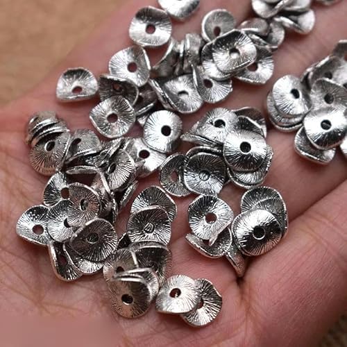 50 Stück tibetische antike Metallperlen in Goldfarbe, ovale Perlen, lose Abstandsperlen zur Schmuckherstellung, DIY-Charm-Armbänder-HJ03, 20 Stück, 8 mm, 50 Stück von FDIMALTOR