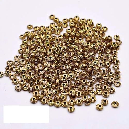 50 Stück tibetische antike Metallperlen in Goldfarbe, ovale Perlen, lose Abstandsperlen zur Schmuckherstellung, DIY-Charm-Armbänder-HJ23, 50 Stück-50 Stück von FDIMALTOR