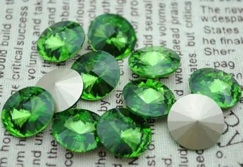 6,8,10,12,14,16,18,20 mm Strasssteine, rund, Glaskristall, ausgefallener Stein – Peridot – 10 mm, 100 Stück von FDIMALTOR