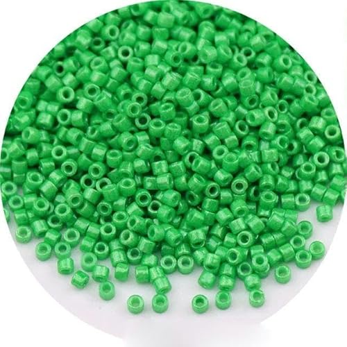 720 Stück 2 mm Glasperlen, undurchsichtige Farbe, gleichmäßige Abstandsperlen für die Herstellung von DIY-Schmuck, Kleidungsstücke und Zubehör-DD724 Grün-2 mm 10 g 720 Stück von FDIMALTOR