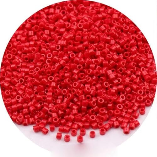 800 Stück 2 mm gleichmäßige undurchsichtige Perlen, massive Glasperlen zur Schmuckherstellung, Armband-DB214 Rot-2 mm 10 g 800 Stück von FDIMALTOR