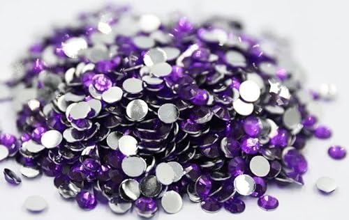 Amethystfarbene 3,4,5,6 mm flache Kunstharz-Strasssteine ohne Hotfix in Großpackung, Nagelkunst-Dekoration für Kleidungsstücke, 6 mm, 10.000 Stück von FDIMALTOR