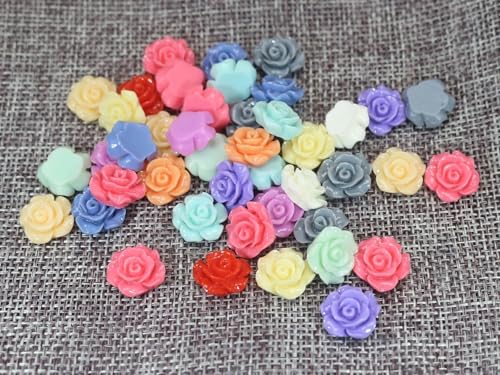 DIY Gemischte Farben Flatback Harz Rose Blume Cabochon 6mm-28mm Verzierung-50Stück 13 mm Gemischt von FDIMALTOR