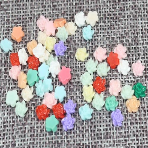 FDIMALTOR DIY Mischfarben Flatback Harz Rose Blume Cabochon 6mm-28mm Verzierung-100Stück Mini 6mm von FDIMALTOR