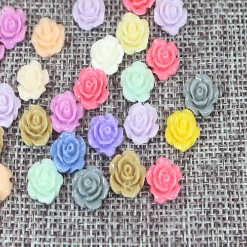 DIY gemischte Farben Flatback Harz Rose Blume Cabochon 6mm-28mm Verzierung-50Stück 10mm gemischt von FDIMALTOR