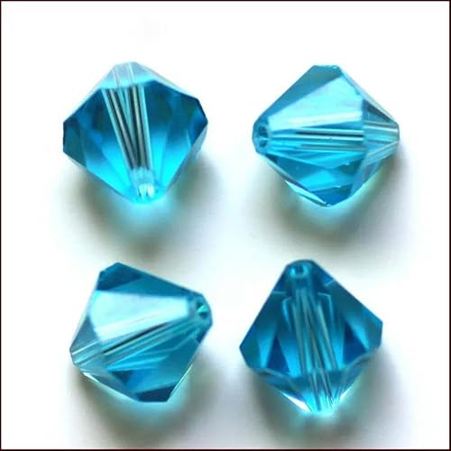 Kristall-Doppelkegel-Perle, 200 Stück/Los, 3,4,5,6,8,10 mm, tschechische lose facettierte Glasperlen zur DIY-Schmuckherstellung, Aquamarin, ca. 10 mm von FDIMALTOR