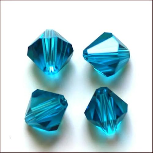 Kristall-Doppelkegel-Perle, 200 Stück/Los, 3,4,5,6,8,10 mm, tschechische lose facettierte Glasperlen zur DIY-Schmuckherstellung, Capriblau, ca. 5 mm von FDIMALTOR