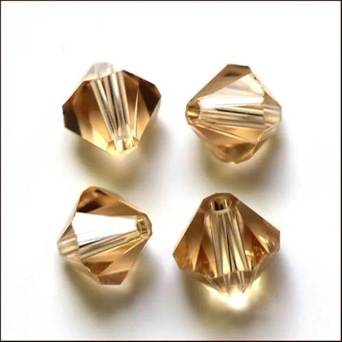 Kristall-Doppelkegel-Perle, 200 Stück/Los, 3,4,5,6,8,10 mm, tschechische lose facettierte Glasperlen zur DIY-Schmuckherstellung, Gold-Champagner, ca. 10 mm von FDIMALTOR