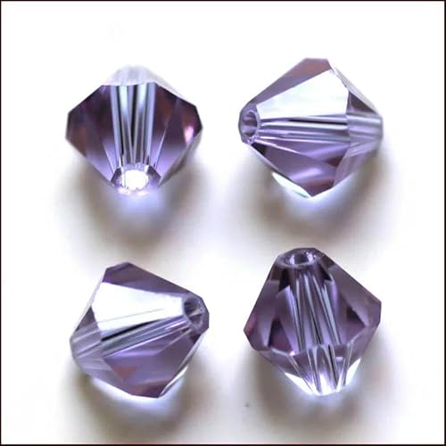 Kristall-Doppelkegel-Perle, 200 Stück/Los, 3,4,5,6,8,10 mm, tschechische lose facettierte Glasperlen zur DIY-Schmuckherstellung, hellviolett, ca. 10 mm von FDIMALTOR