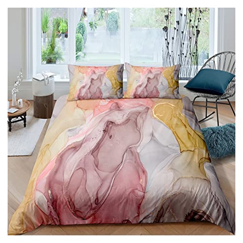 Batikfarbenes Bett Set bunten Marmor teen Mädchen Bettwäsche Aquarell Pastell? Marmor abstrakt Kinderbett Set 3 Teile hell mädchenig Bettdecke voll (Farbe: Set 2, Größe (Set 3 US Twin 173 x von FDINUDIGUHTTYYYY