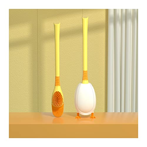 WC-Bürste Home Bürste-Nicht tote Ecke Waschen Toilettenbürste Wand-WC Reinigungs-Set Badezimmer Artefakt Halter Silikonkleber Tiefenreinigungsbürste (Color : White) von FDINUDIGUHTTYYYY