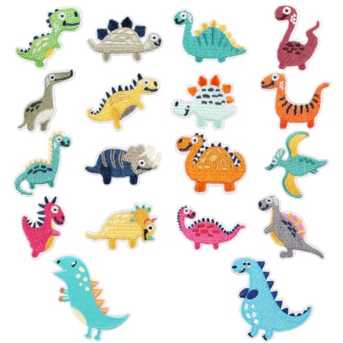 18 Stück Patches Zum Aufbügeln Kinder, Bügelflicken Dinosaurier, Flicken Zum Aufbügeln Kinder Dino, Flicken zum Aufbügeln Dinosaurier Aufnäher zum Bügeln Reparieren von Hosen, Rucksack, DIY Jeans von FDJZXW