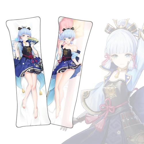 Anime Kissenbezüge Genshin Impact Kamisato Ayaka Dakimakura kurzer Plüschstoff doppelseitiger Anime Körper Kissenbezug von FDSAD