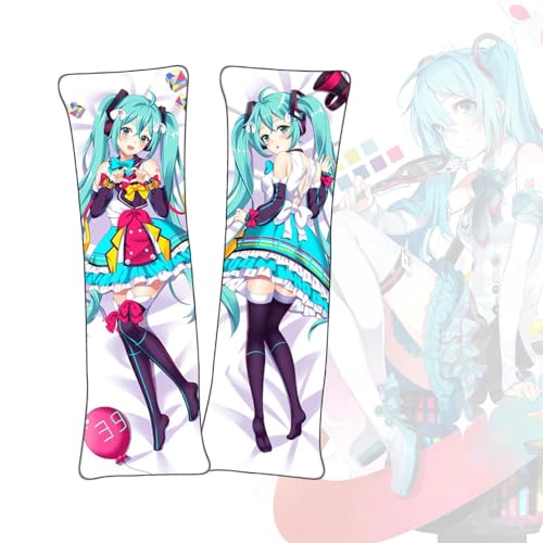 FDSAD Anime Kissenbezüge Hatsune Miku Dakimakura kurzer Plüschstoff doppelseitiger Anime Körper Kissenbezug von FDSAD