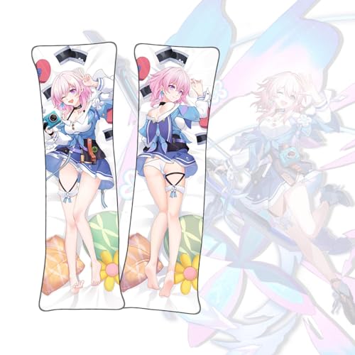 FDSAD Anime Kissenbezüge Honkai: Star Rail March 7th Anime Körper Kissen Dakimakura kurzer Plüschstoff doppelseitiger Körperkissenbezug von FDSAD