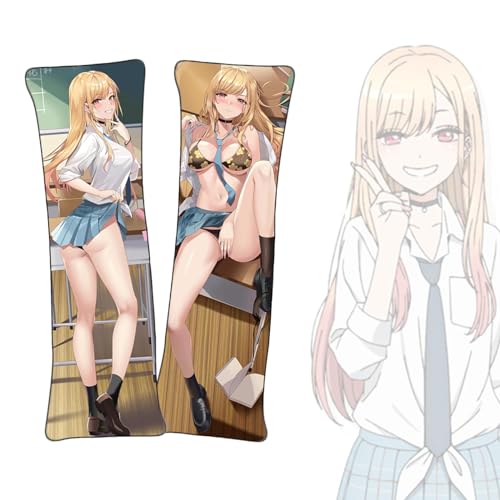 Anime Kissenbezüge My Dress-Up Darling Kitagawa Marin Dakimakura kurzer Plüschstoff doppelseitiger Anime Körper Kissenbezug von FDSAD