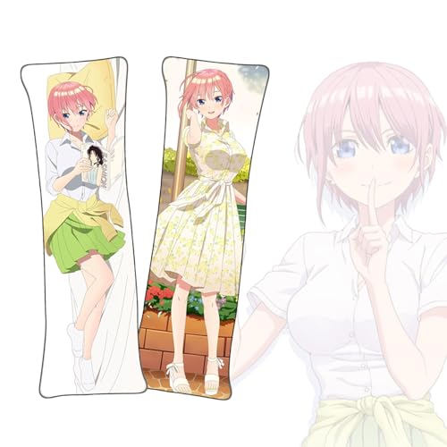 Anime Kissenbezüge The Quintessential Quintuplets Nakano Ichika Dakimakura kurzer Plüschstoff doppelseitiger Anime Körper Kissenbezug von FDSAD