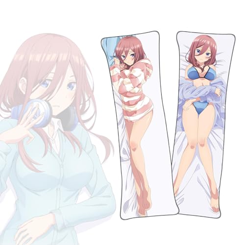 FDSAD Anime Kissenbezüge The Quintessential Quintuplets Nakano Miku Dakimakura kurzer Plüschstoff doppelseitiger Anime Körper Kissenbezug von FDSAD