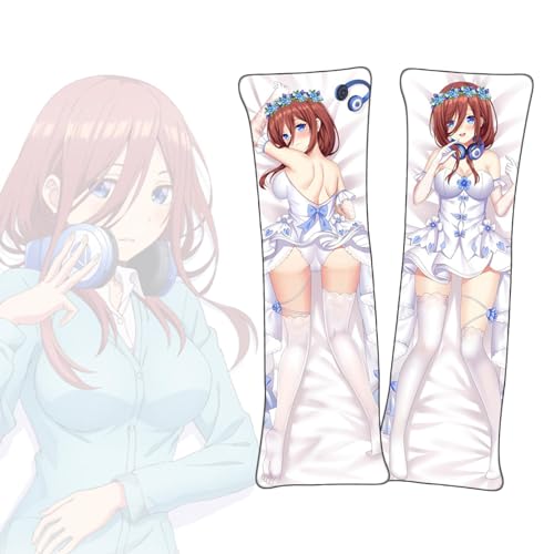 Anime Kissenbezüge The Quintessential Quintuplets Nakano Miku Dakimakura kurzer Plüschstoff doppelseitiger Anime Körper Kissenbezug von FDSAD